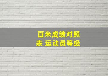 百米成绩对照表 运动员等级